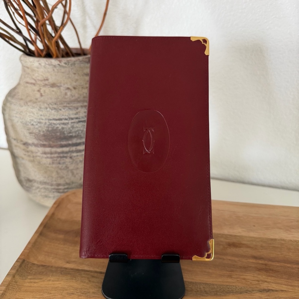 Cartier Burgundy Must de Cartier Wallet with Gold Accents